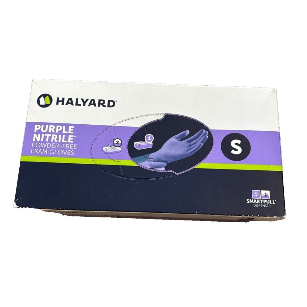 HALYARD Purple Nitrile Exam Gloves Small Powder-Free 100 Ct Ref 55081 New